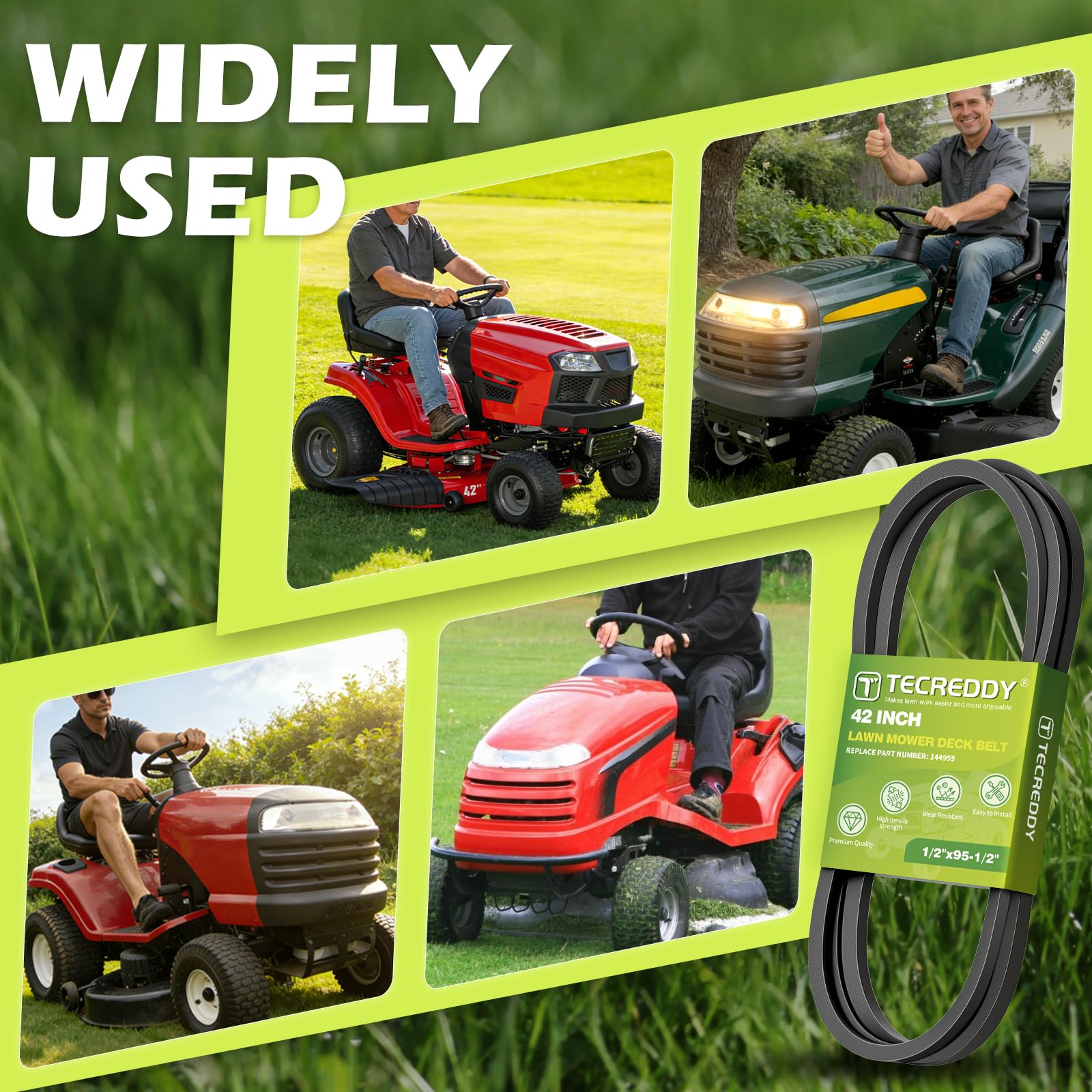 Tecreddy mower deck belt in outdoor setting