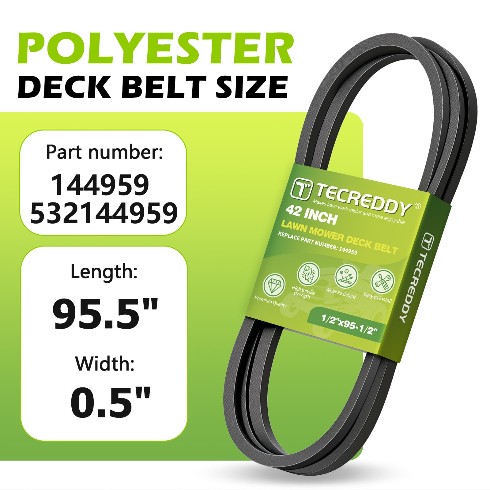 Tecreddy mower deck belt packaging with specifications