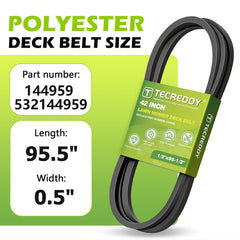Tecreddy mower deck belt packaging with specifications