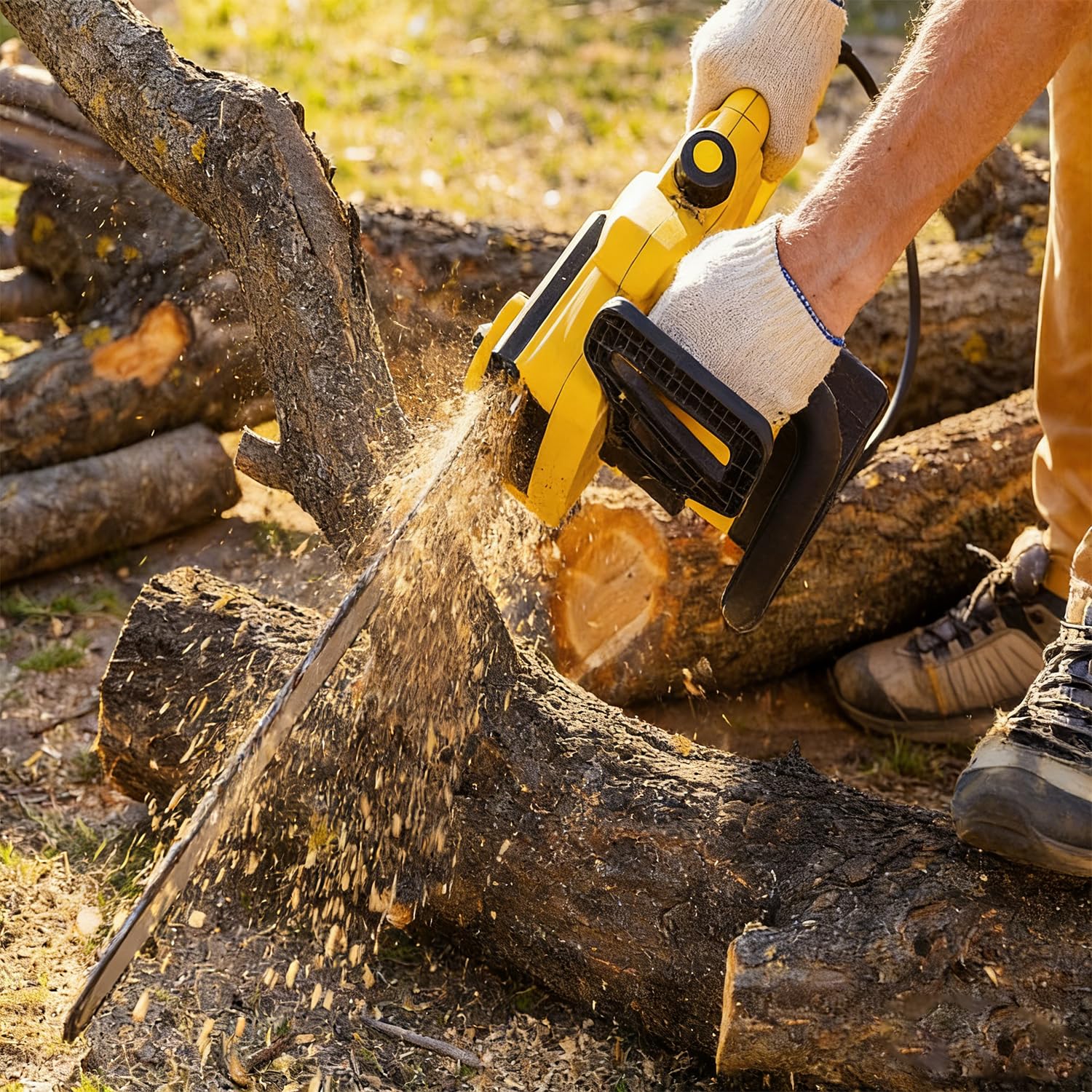 TEEANEES chainsaw chains in a garden setting