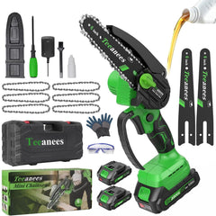 TEEANEES Mini Chainsaw cordless 6-inch front view