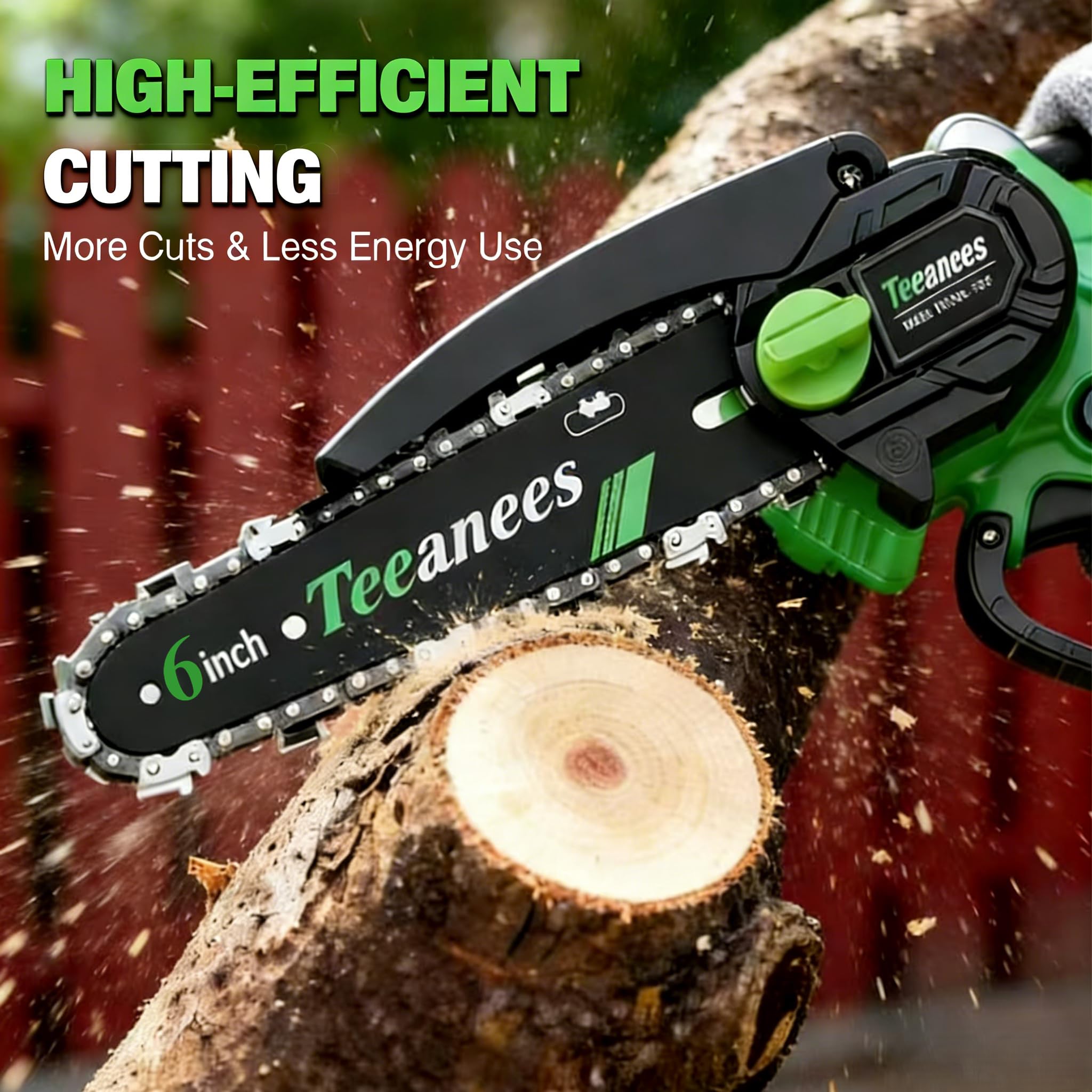 TEEANEES Mini Chainsaw safety gloves and goggles included