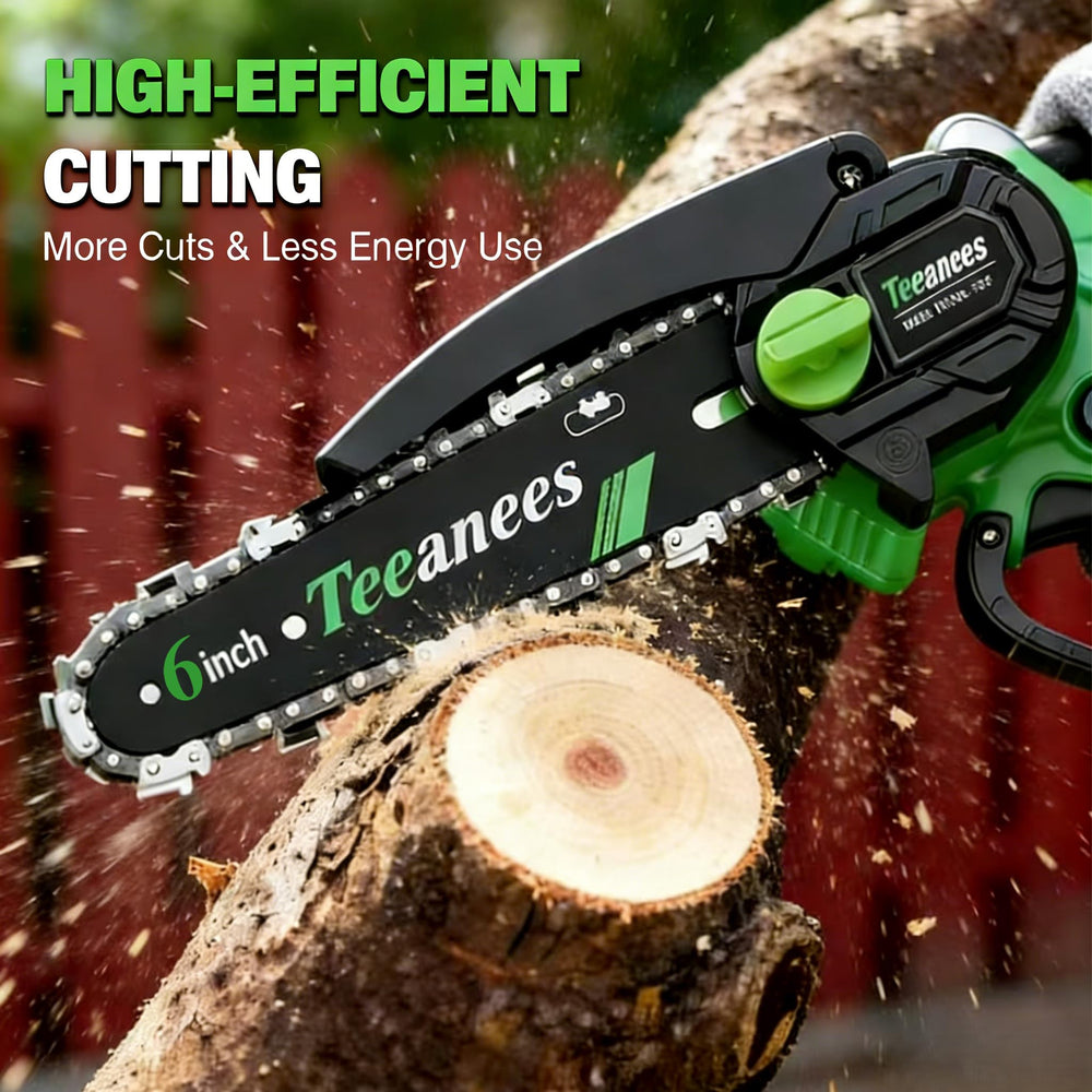 TEEANEES Mini Chainsaw safety gloves and goggles included