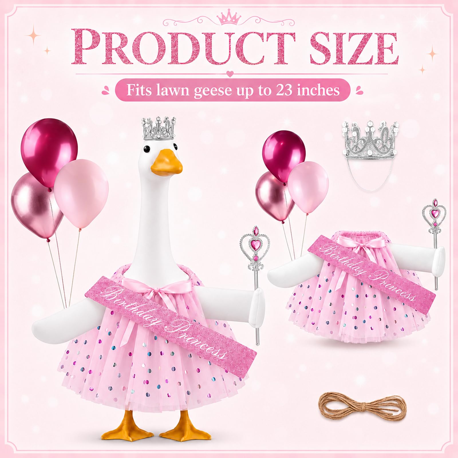 Teeanzo Birthday Princess Goose Outfit with balloons and magic stick