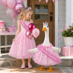 Teeanzo Goose Outfit displayed on a 23-inch lawn goose