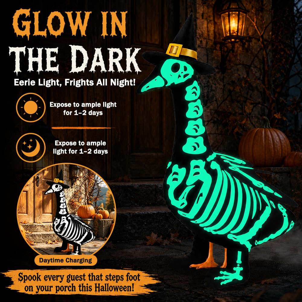 Teeanzo Halloween Goose Outfit displayed in a garden setting