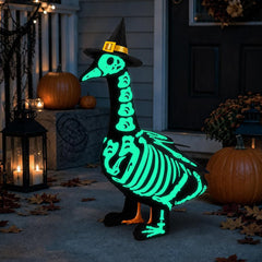 Teeanzo Halloween Skeleton Goose Outfit front view with wings and hat
