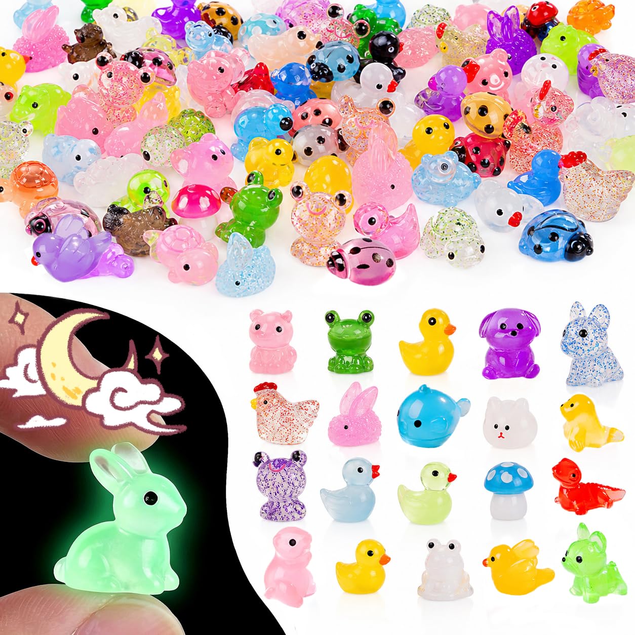 Teenzee 200 pcs mini resin animals assorted styles