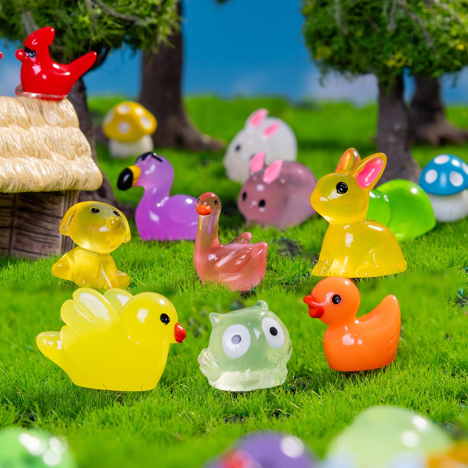 Teenzee Mini Resin Animals in a child's learning setup