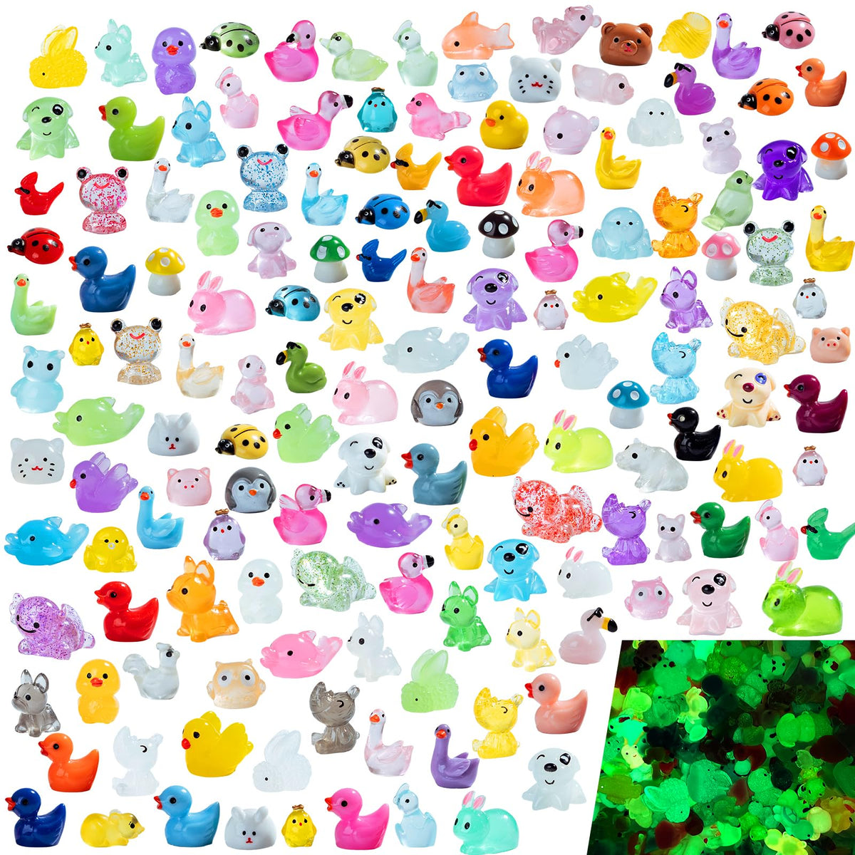 Teenzee Mini Resin Animals Set 150 pcs in portable box