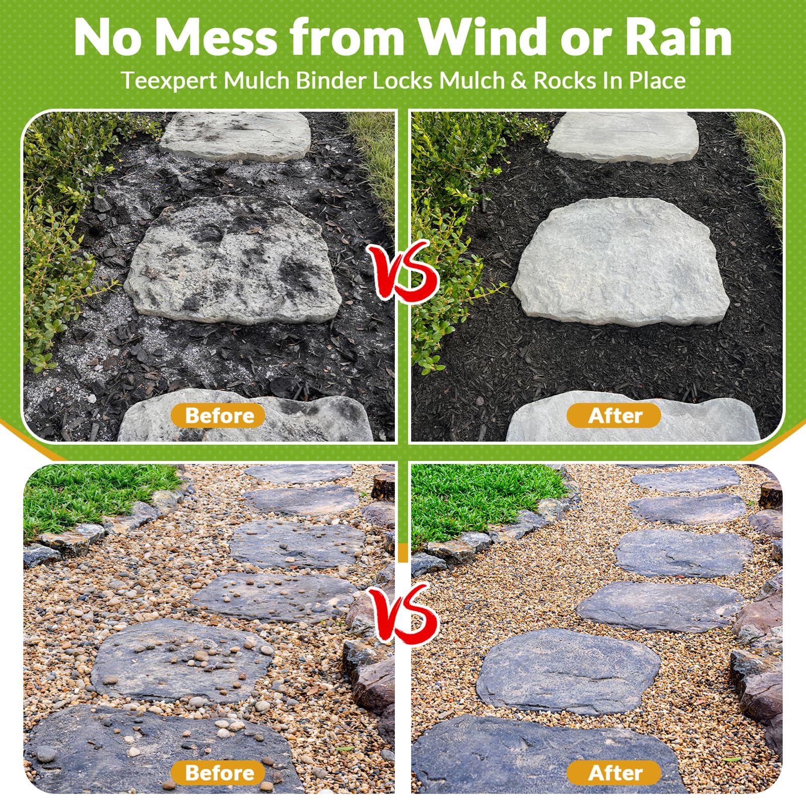 Teexpert Mulch Glue application on gravel in garden