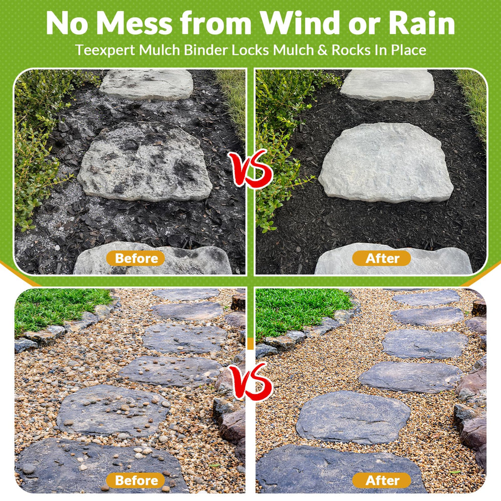 Teexpert Mulch Glue application on gravel in garden
