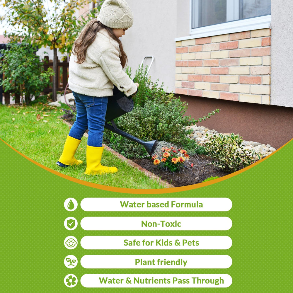 Teexpert Mulch Glue bottle in a garden setting