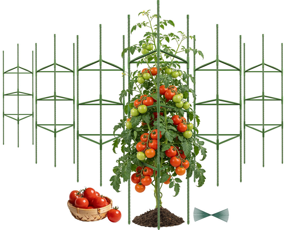 Tegarbed 48-53 inch tomato cage front view with green finish