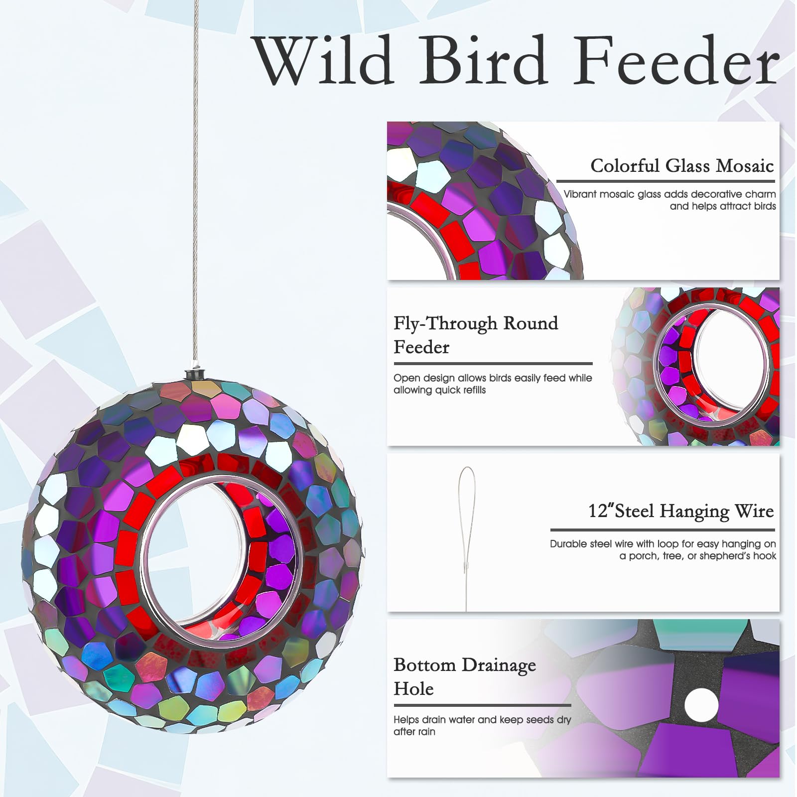 Tegarbed Bird Feeder hanging in a garden setting
