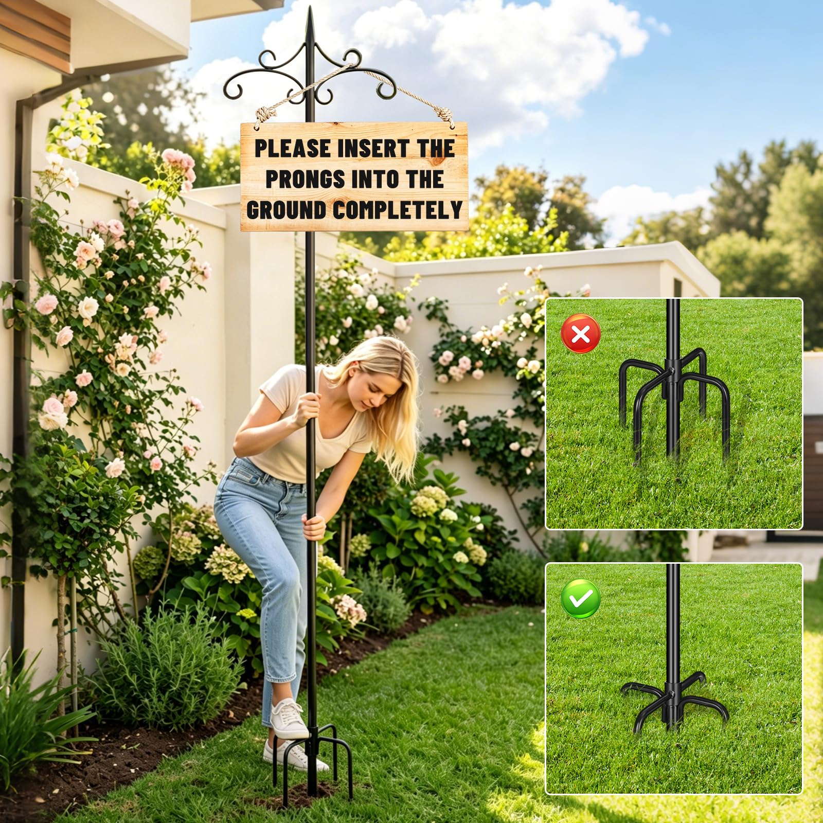 Tegarbed Double Shepherd Hook black powder-coated finish