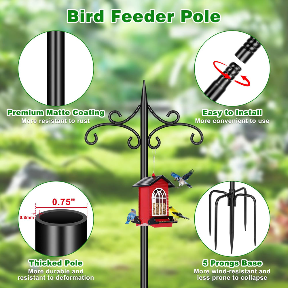 Tegarbed Double Shepherd Hook with bird feeders attached