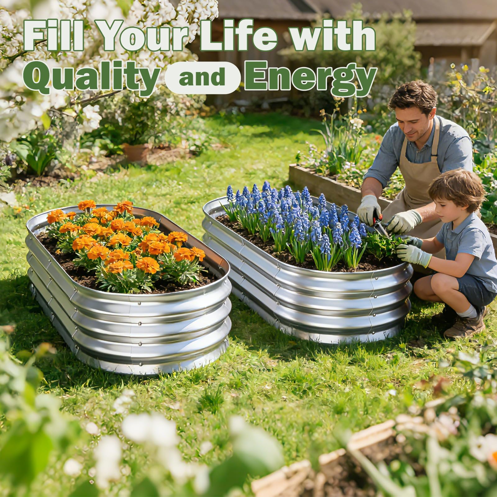 Tegarbed Galvanized Raised Garden Bed 4x2ft on patio