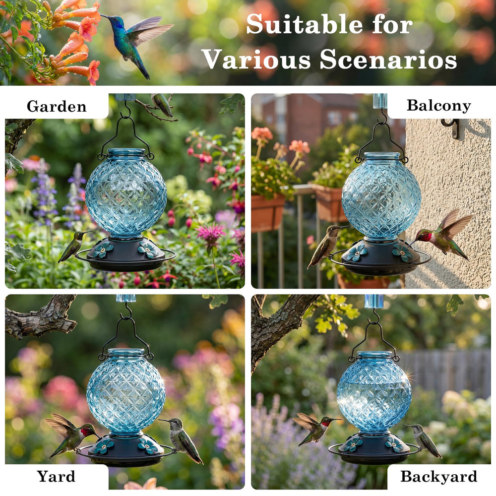 Tegarbed hummingbird feeder with circular perch for multiple birds