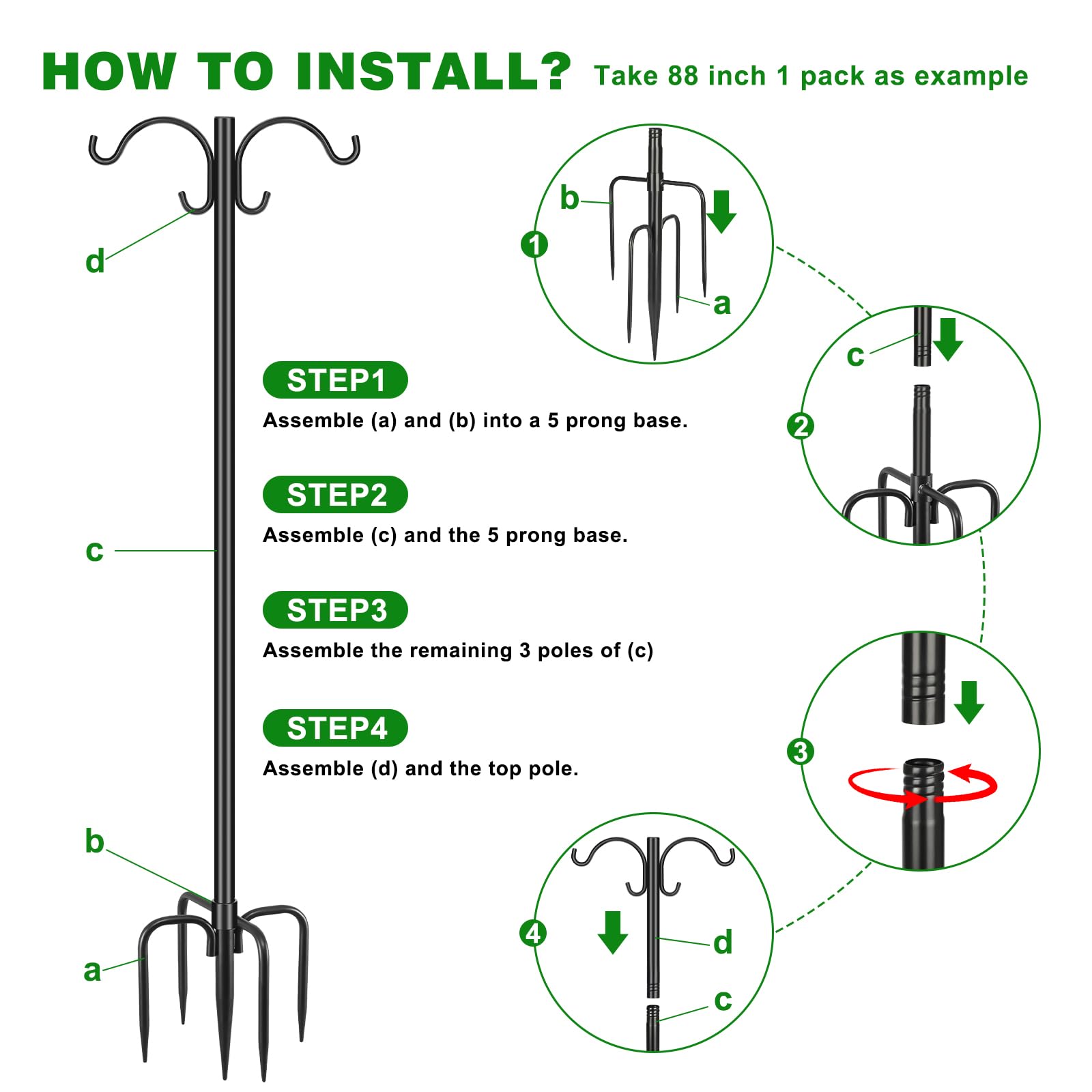Tegarbed shepherd hook showing adjustable height feature