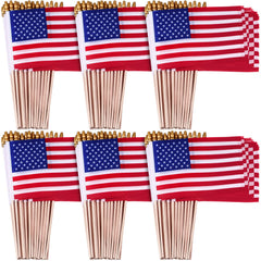 Tegeme 100 pack mini American flags on sticks, front view