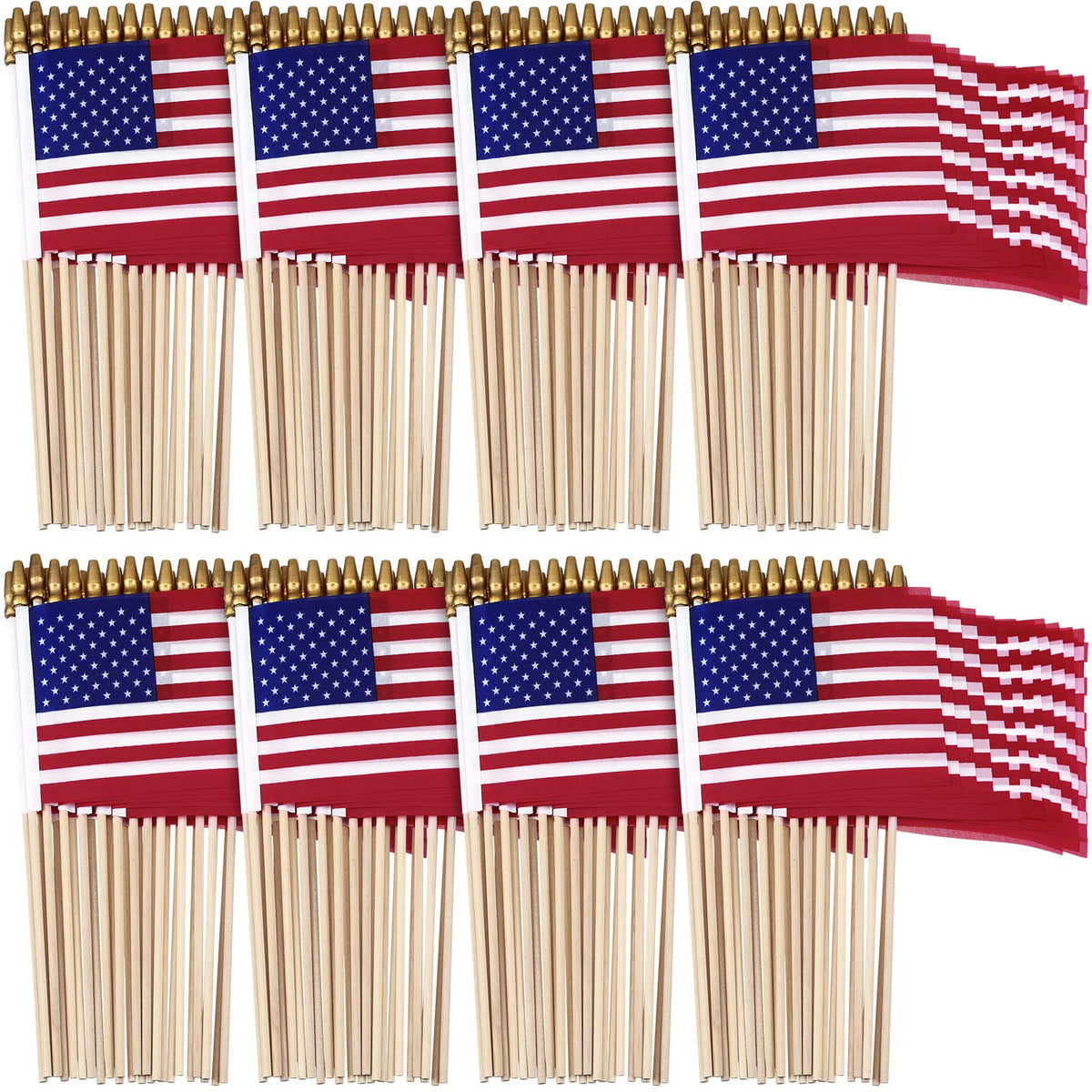 Tegeme 150 pack of mini American flags on sticks, vibrant colours