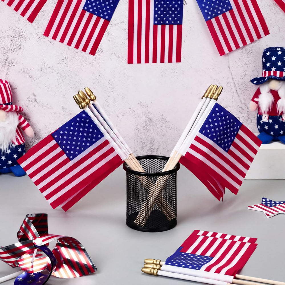 Tegeme mini American flags packed for storage
