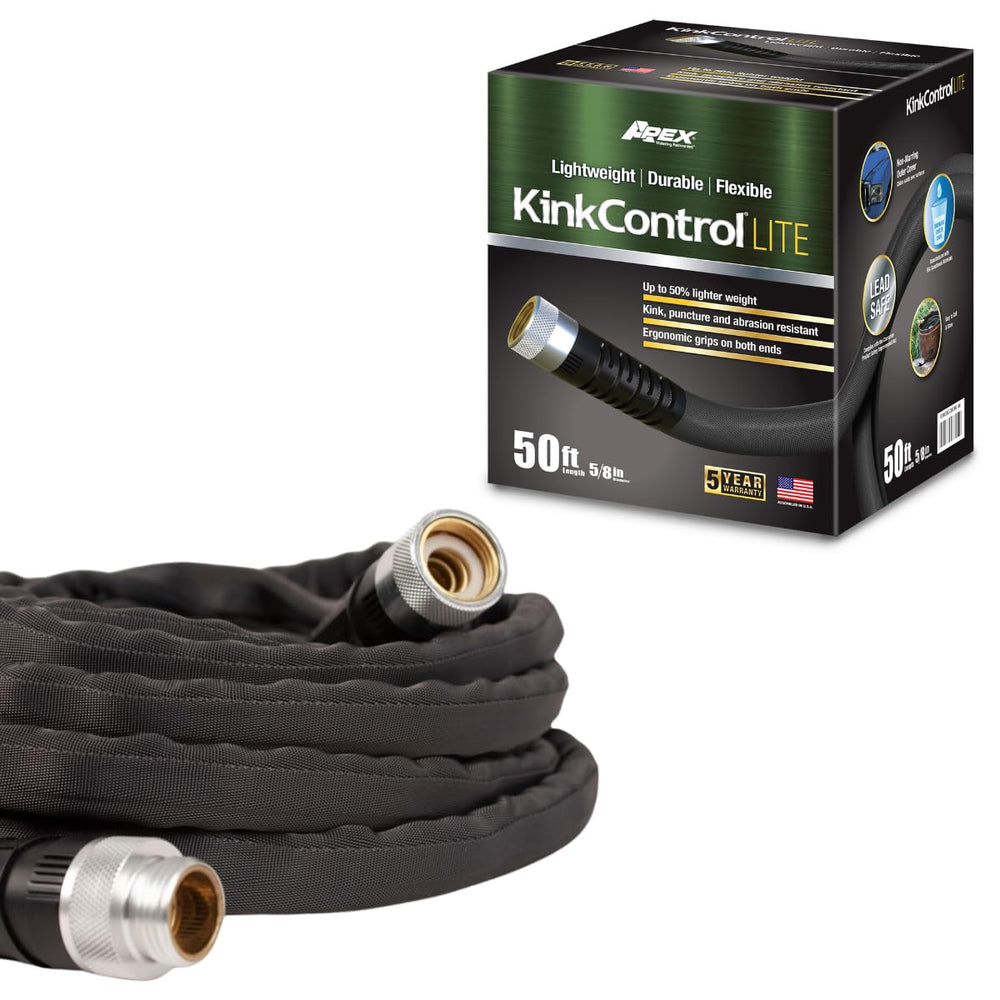 Teknor Apex Kink Control Lite 50 ft garden hose, black front view