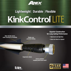 Teknor Apex Kink Control Lite garden hose coiled on a patio