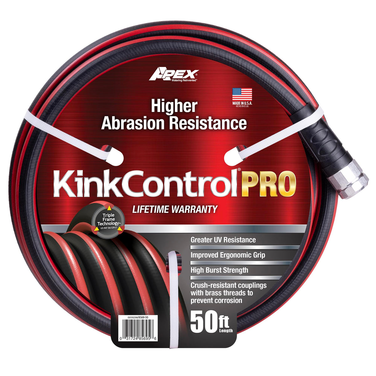 Teknor Apex Kink Control Pro Garden Hose 50 Ft black model front view