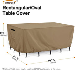 Tempera Patio Furniture Cover side view with padded handles