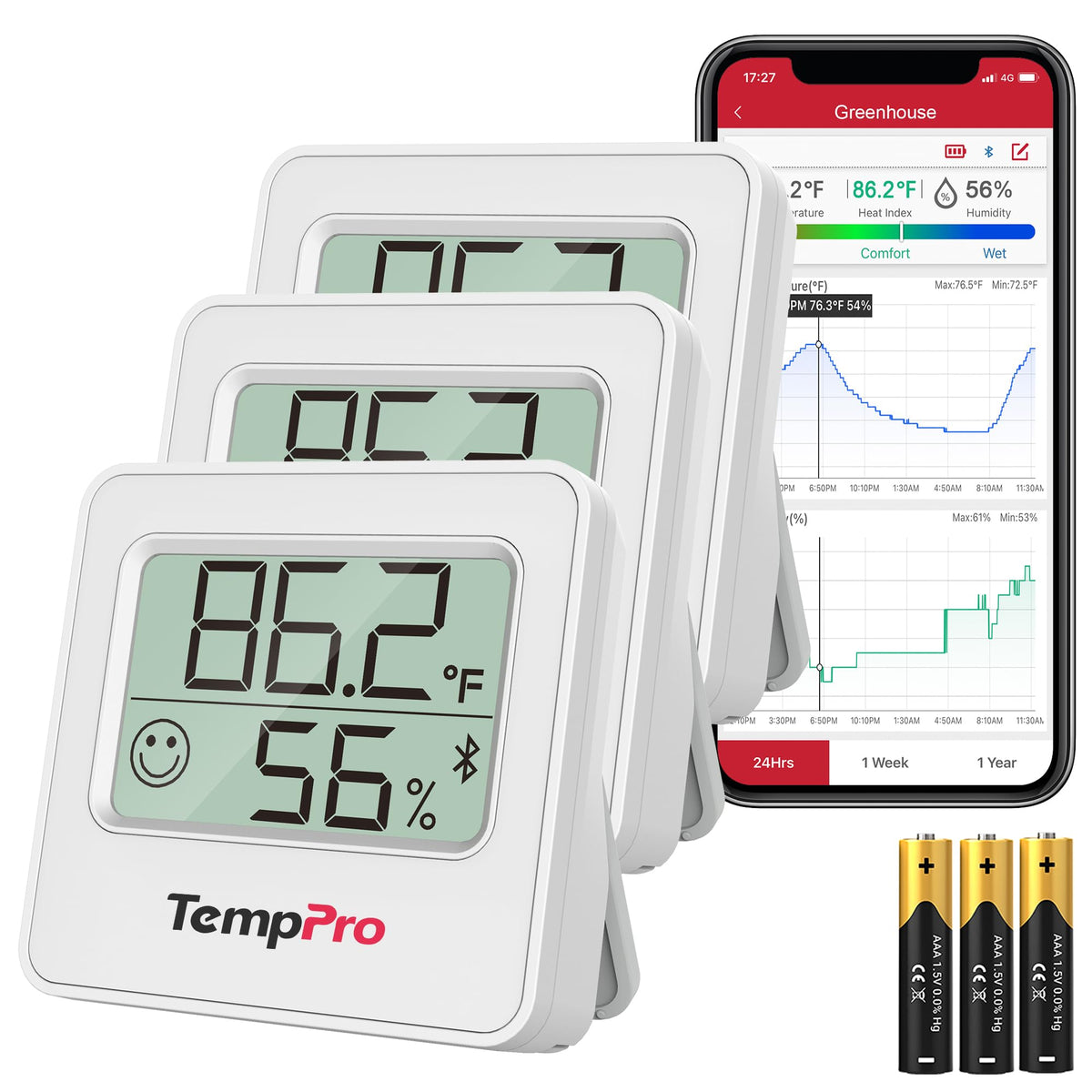 TempPro Digital Hygrometer Indoor Thermometer front view