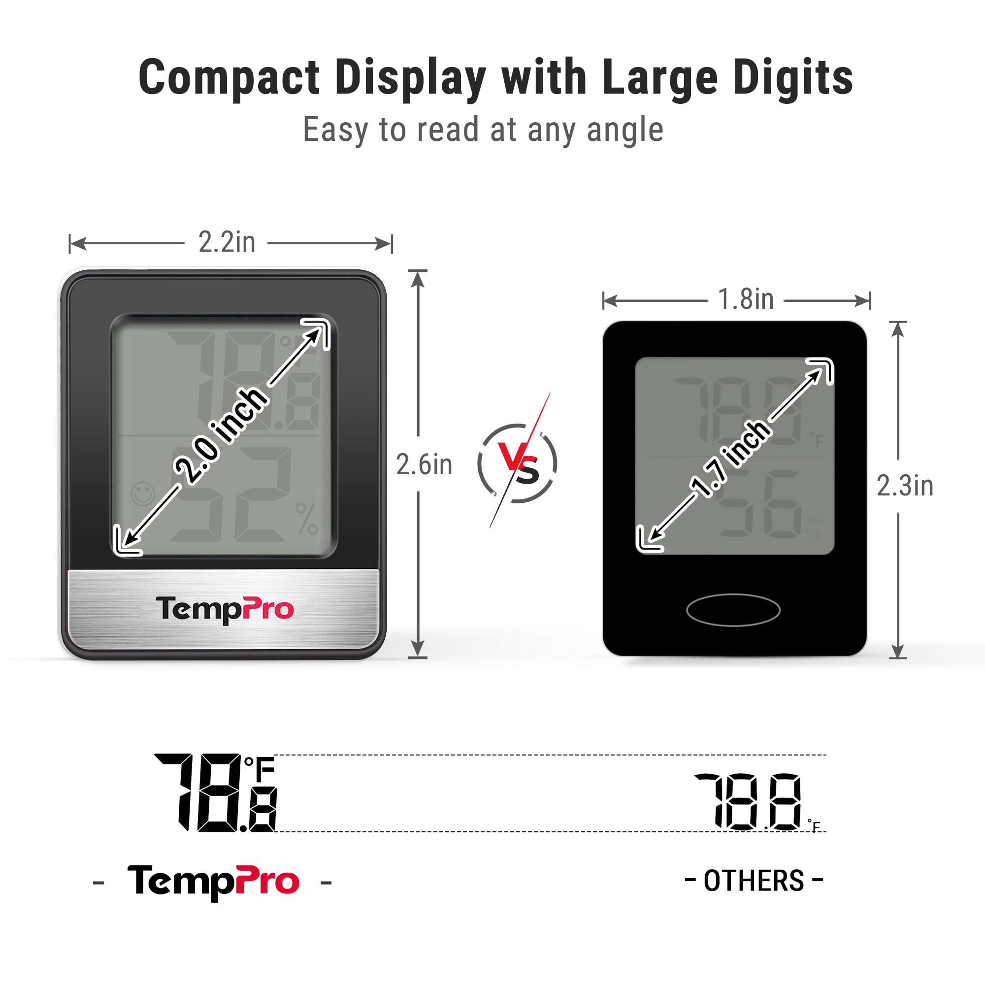 TempPro Hygrometer placed on a tabletop in a living room