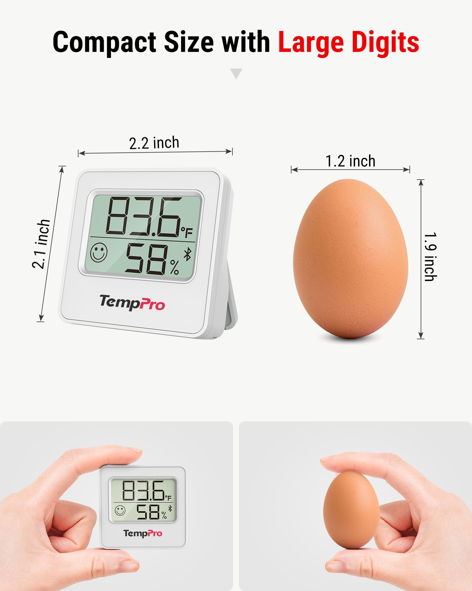TempPro Hygrometer showing data graph on smartphone app