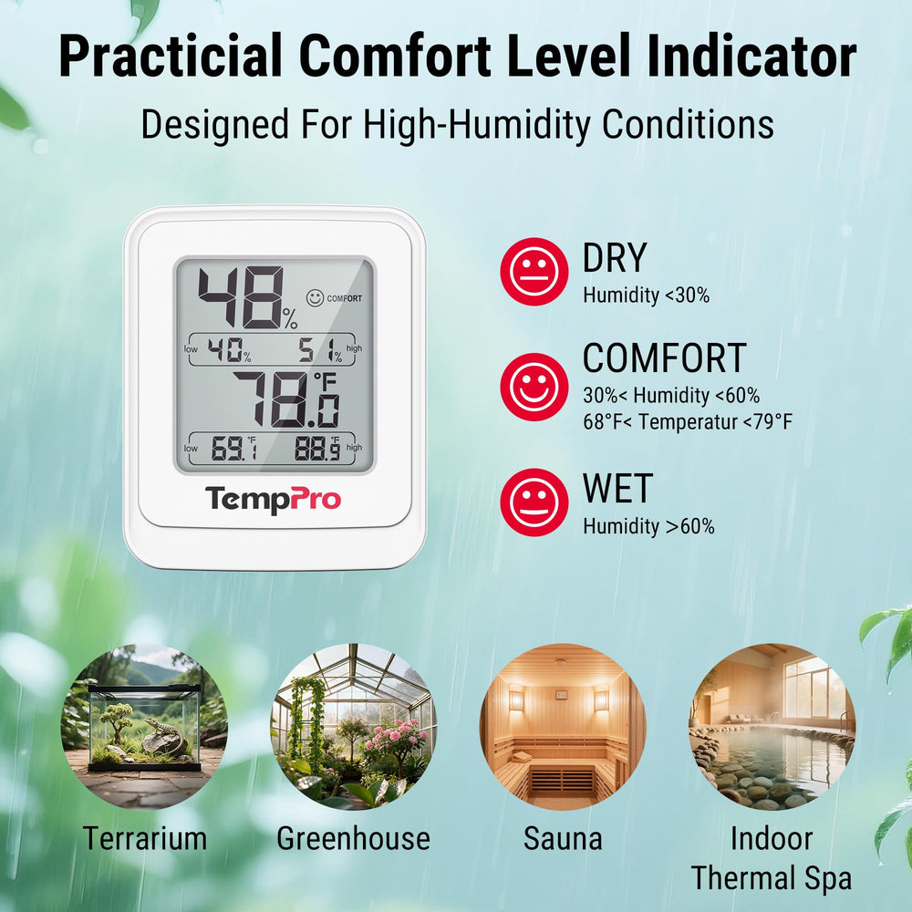 TempPro hygrometer with battery included in the package