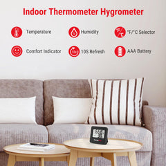 TempPro Indoor Thermometer Hygrometer side view with LCD display