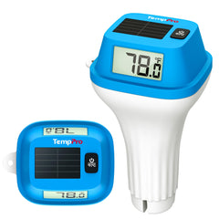 TempPro Solar-Powered Pool Thermometer floating on water