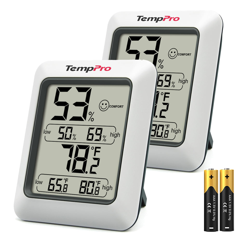 TempPro TempAir Digital Hygrometer front view, white