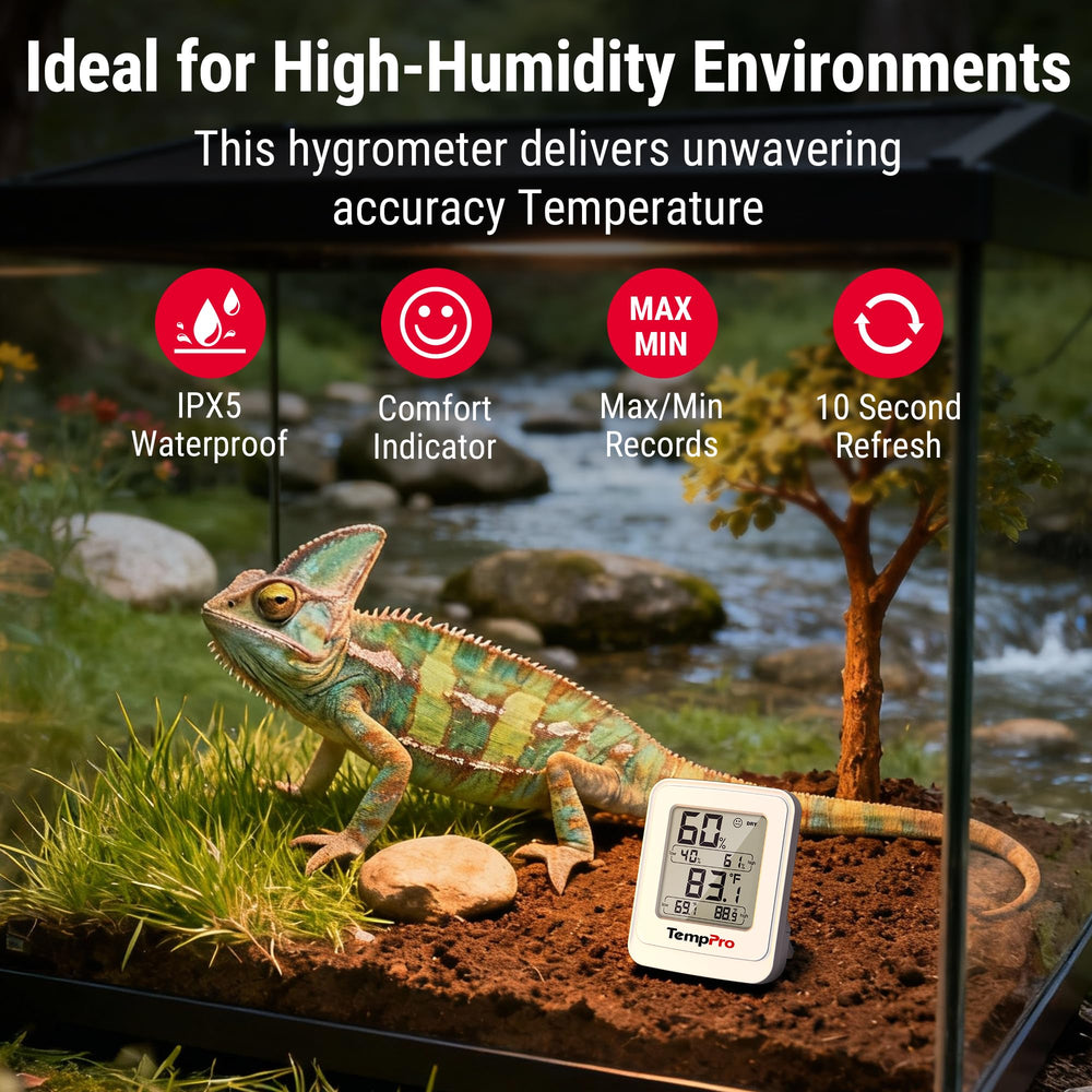TempPro TempAir Digital Hygrometer in a greenhouse setting
