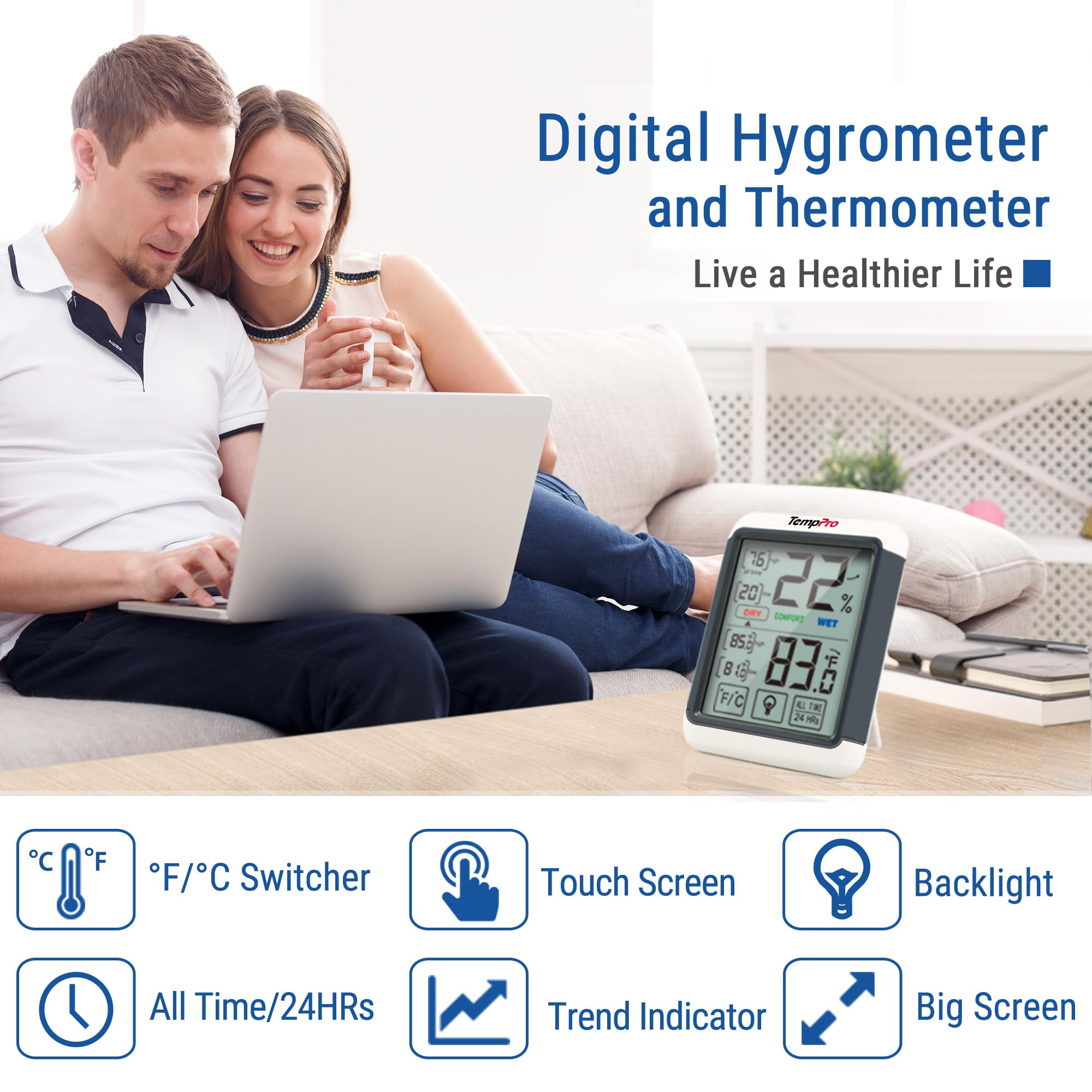 TempPro TempAir hygrometer with clear display and buttons