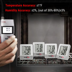 TempPro TP49 hygrometer on a table showcasing comfort indicator