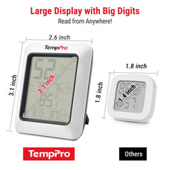 TempPro TP50 Digital Hygrometer showing temperature readings
