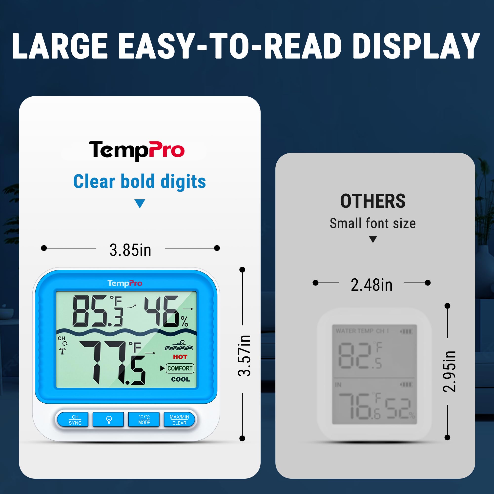 TempPro Wireless Pool Thermometer with user manual and batteries