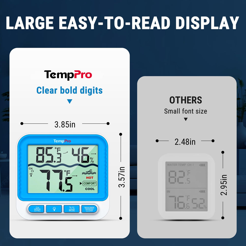 TempPro Wireless Pool Thermometer with user manual and batteries