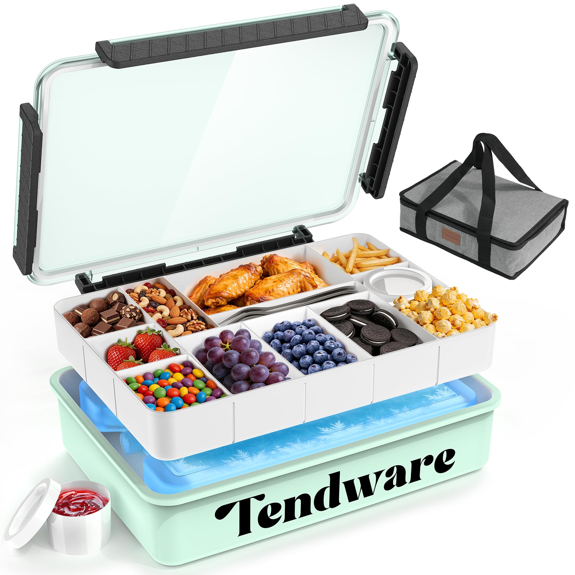 TENDWARE LIFE Chilled Snackle Box Container in aqua colour with clear lid