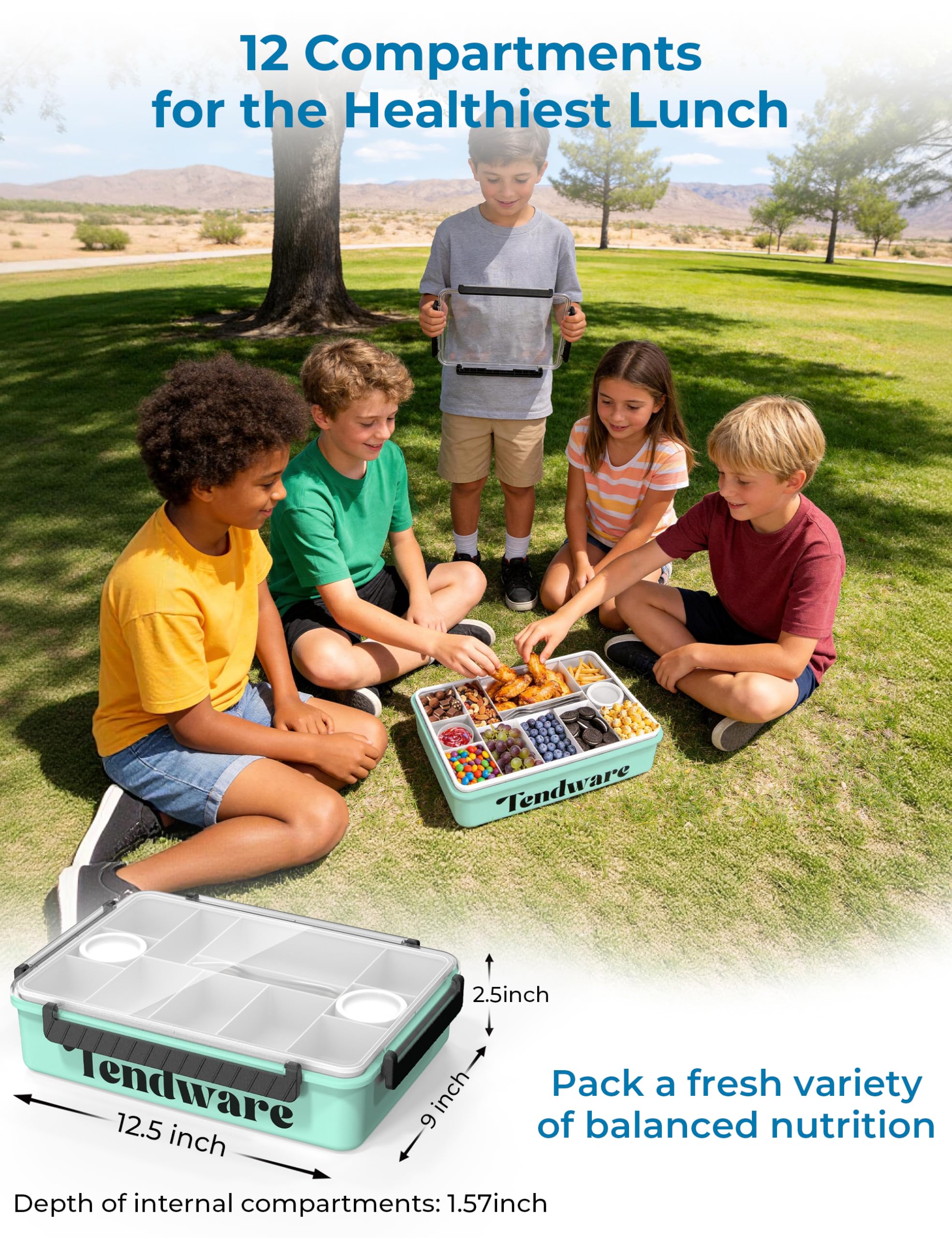TENDWARE LIFE Snackle Box on picnic blanket with snacks