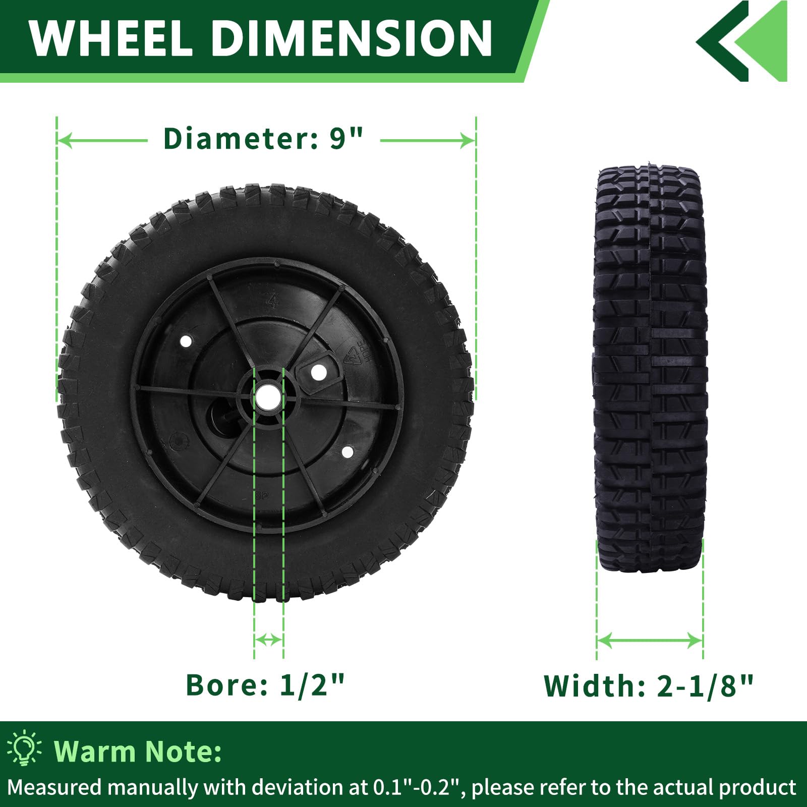 TENGMUJX 9-inch lawn mower rear wheel side view