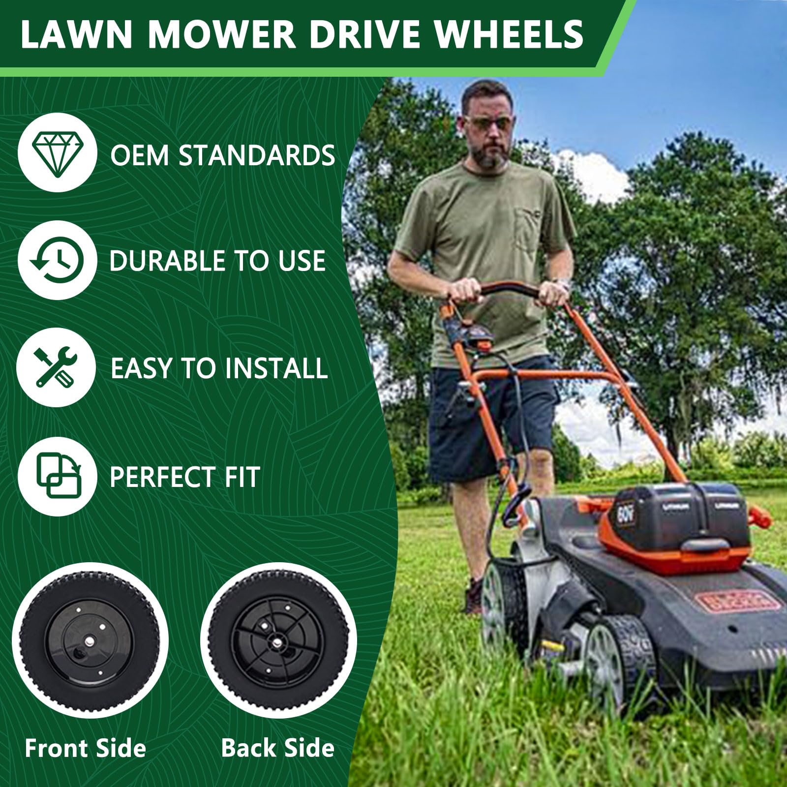TENGMUJX 9-inch lawn mower rear wheel with compatible models