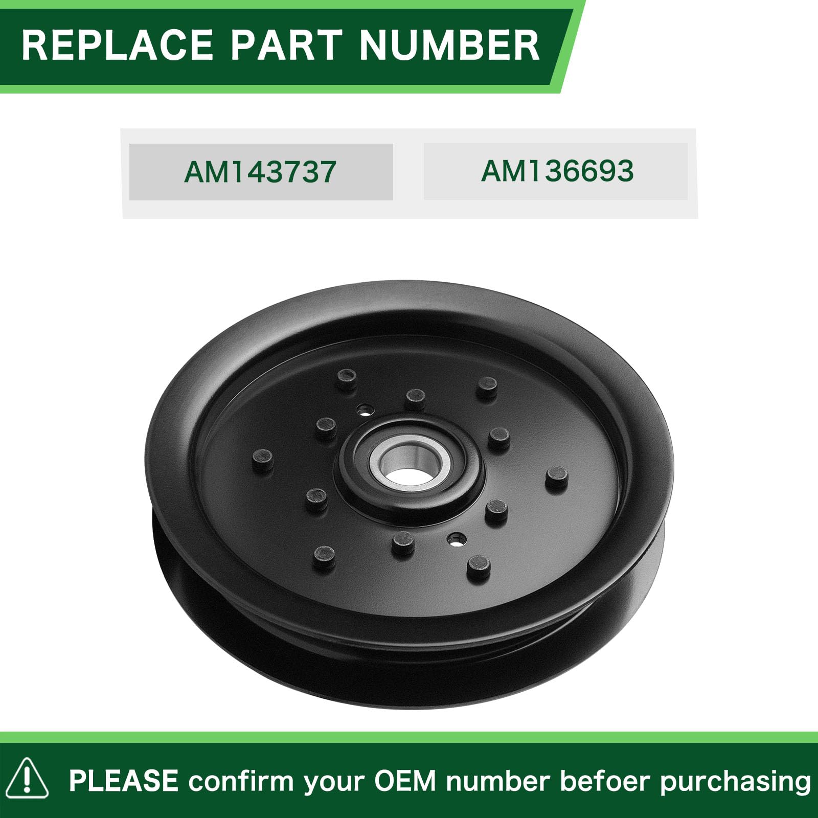 TENGMUJX Idler Pulley AM143737 dimensions shown