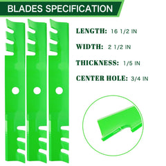 TENGMUJX mower blade with dimensions marked
